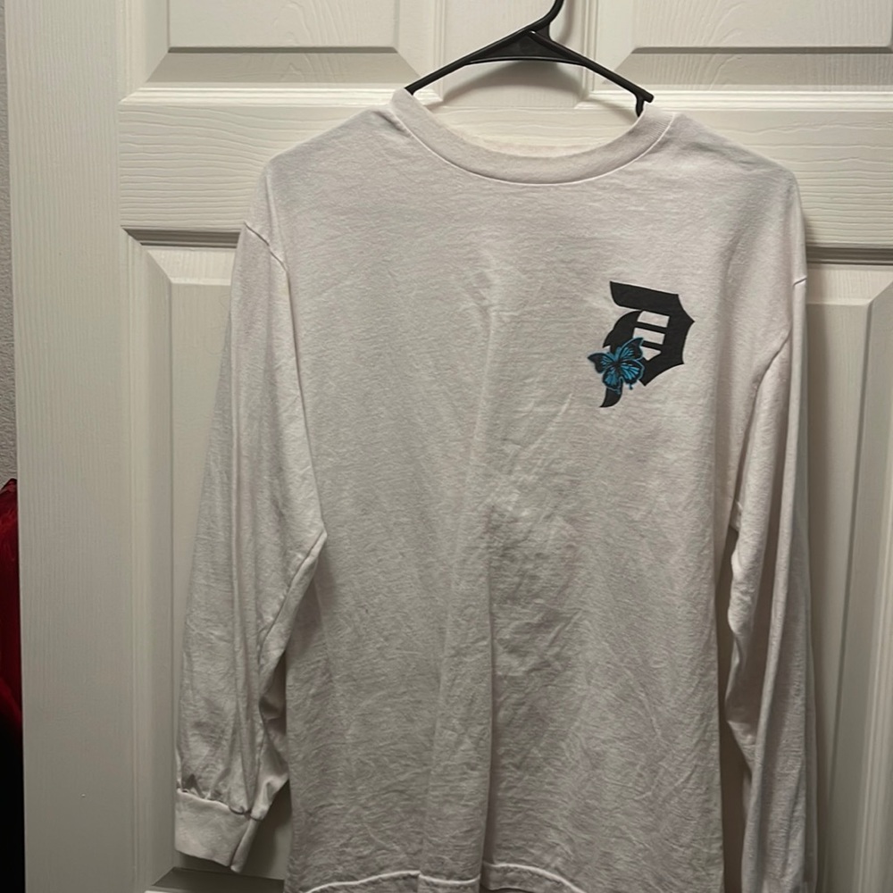 Primitive white long sleeve shirt with butterflies